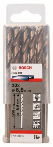 BOSCH Forets pour métal HSS-Co, DIN 338 6,8 x 69 x 109 mm (10 pièces) 2608585891