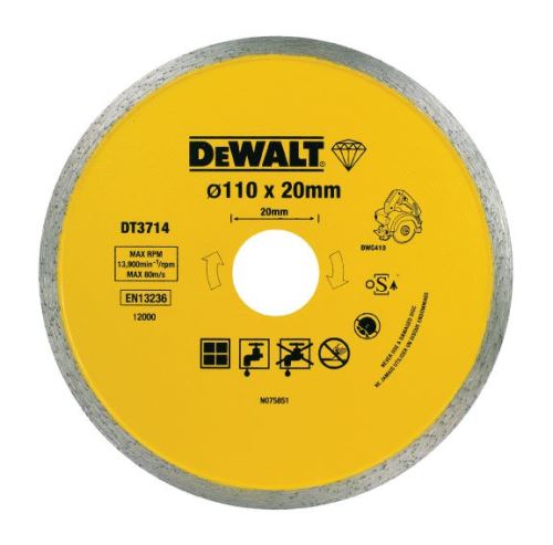 Disque diamant DeWALT (pour coupe-carreaux DWC410) 110 x 20 mm DT3714