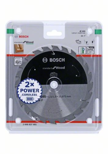 Lame de scie BOSCH pour scies sans fil ; Norme pour le bois 165x15,875x1,5/1,0x24T 2608837681