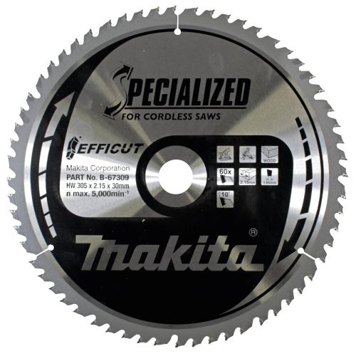 MAKITA lame scie bois Efficut 305x2,15x30 mm 60 dents B-67309