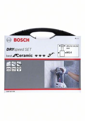 BOSCH Jeu de 4 forets diamantés à sec Best for Ceramic avec M14 - ⌀6/8/10/12 mm 2607017579