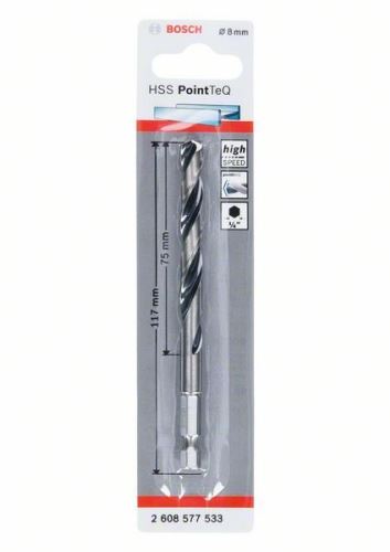 BOSCH Foret pour métal HSS PointTeQ HEX avec tige à 6 pans ; 8,0 mm (5 pièces) 2608577533