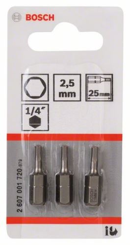 BOSCH Embout de tournevis extra dur Extra-Hart HEX 2,5, 25 mm (3 pcs) 2607001720