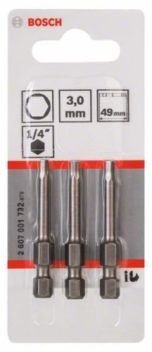 BOSCH Embout de tournevis extra dur Extra-Hart HEX 3, 49 mm (3 pcs) 2607001732