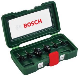 BOSCH 6 jeu d'atelier de fraises carbure dans un coffret plastique (arbre Ø 6 mm) 2607019462