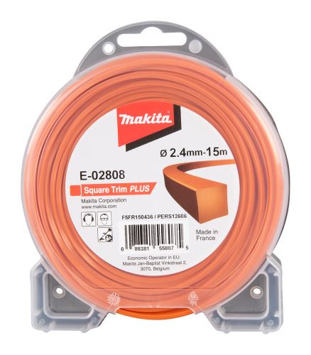 MAKITA fil nylon Plus 2,4 mm, 15 m, orange, carré E-02808