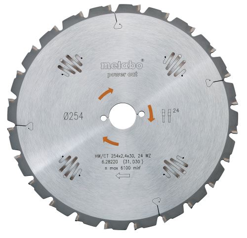 METABO Lame de scie HW/CT 254 x 30 mm, 24 dents (pour KGS 254) 628220000