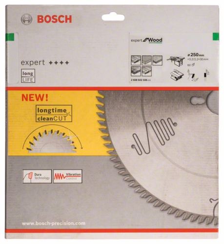 BOSCH Lame de scie Expert pour le bois 250 x 30 x 3,2 mm, 60 2608642506