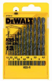 DeWALT Jeu de forets à métaux HSS-R DIN 338 dans un coffret en plastique (13 pièces) DT5912